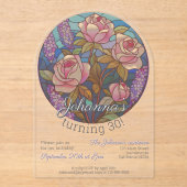 Boho Blume Buntglasnachbildung Geburtstag Acryleinladungen (Vorderseite)