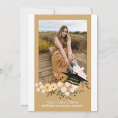 Boho Blume & Cap Abschluss Foto Einladung (Vorderseite)