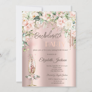 Boho Blume Champagne Glass Junggeselinnen-Abschied Einladung