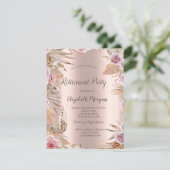 Boho-Blume, Champagner-Glas, Rose-Gold-Rente Einladung (Stehend Vorderseite)