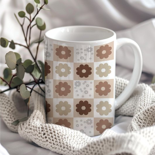 Boho Blume Checked Kaffeetasse