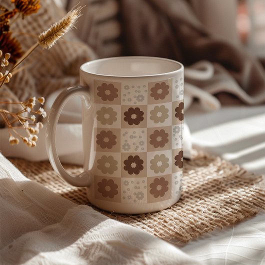 Boho Blume Checked Kaffeetasse
