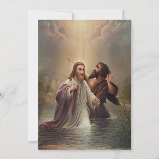 Boho Blume Christening Christlich Cross Baptisse Einladung (Rückseite)