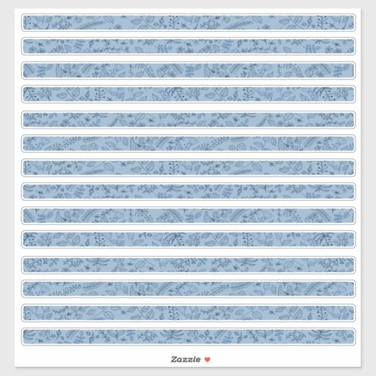 Boho Blume Classic Blue Thin Strips Aufkleber (Blatt)