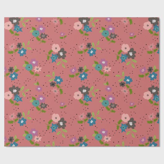 Boho Blume Clusters Geschenkpapier (Flach)