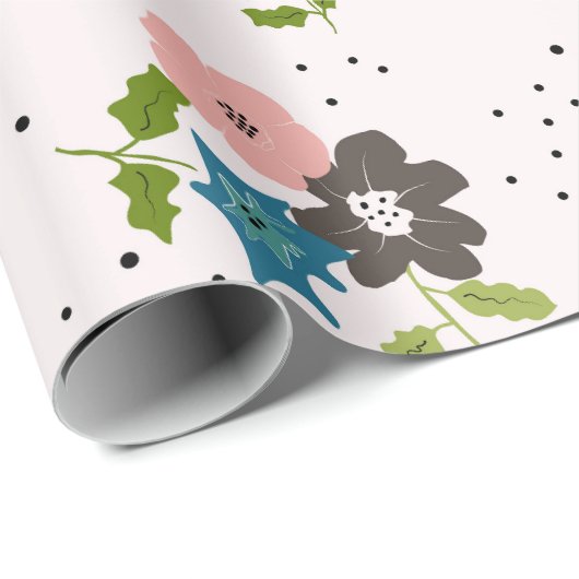 Boho Blume Clusters Geschenkpapier (Rolleneckpunkt)