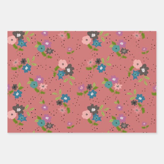 Boho Blume Clusters Geschenkpapier Set (Vorderseite 3)