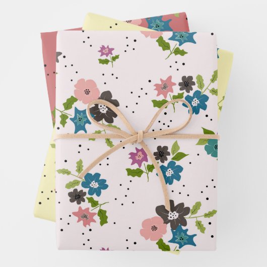 Boho Blume Clusters Geschenkpapier Set (Beispiel)