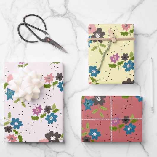 Boho Blume Clusters Geschenkpapier Set (Vorderseite)