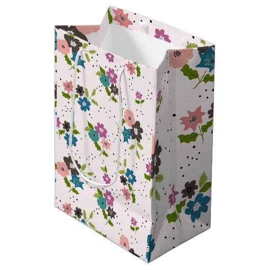 Boho Blume Clusters Mittlere Geschenktüte (Vorderseite Schrägansicht)