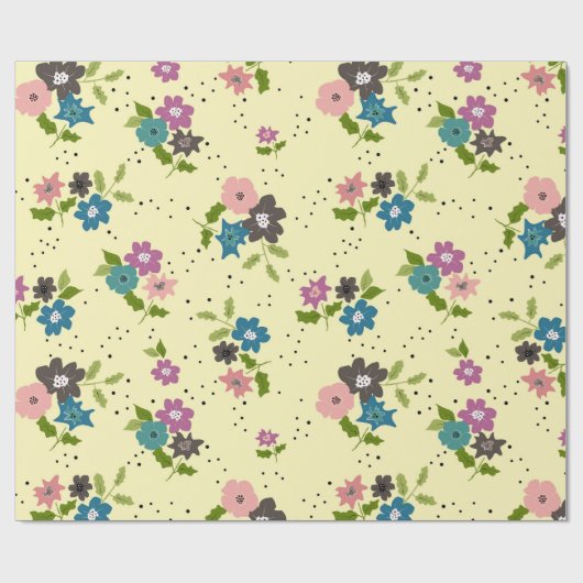Boho Blume Clusters Wrapping Paper Geschenkpapier (Flach)