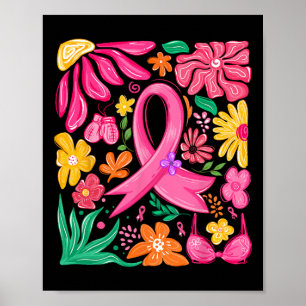 Boho Blume Coquette Bow Breast Cancer Awareness W Poster