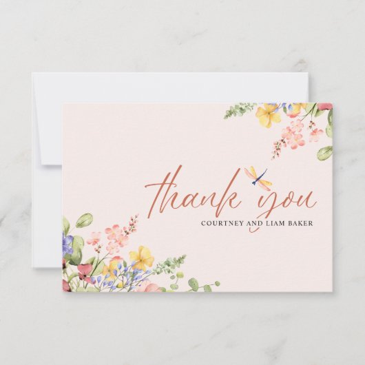 Boho Blume Dragonfly Danke Hochzeit (Vorderseite)