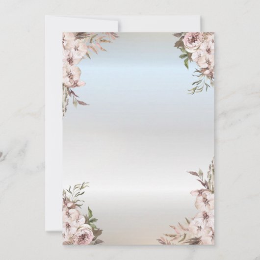 Boho Blume Dress Silver Quinceanera Einladung (Rückseite)