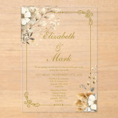 Boho Blume Elegant Akryllische Hochzeit Acryleinladungen (Vorderseite)