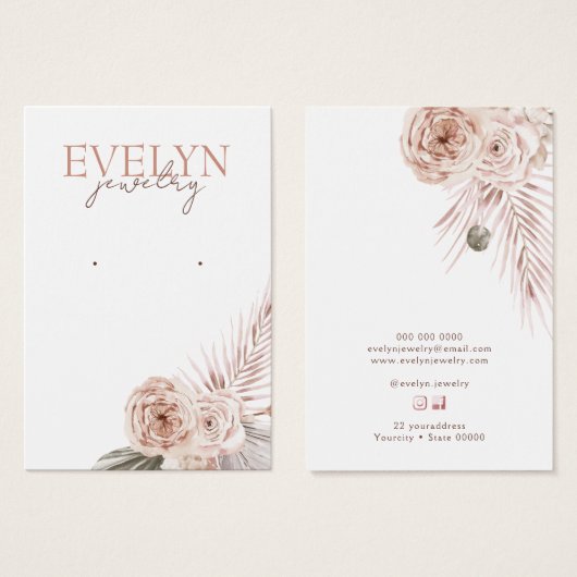 Boho Blume - elegante Ohrsichtkarte (Vorne & Hinten)