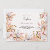 Boho Blume Erwachsene Einladung zum Geburtstag (Vorderseite)