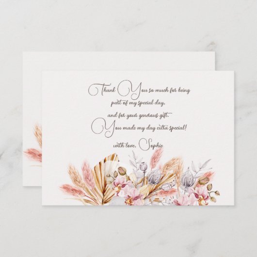 Boho Blume Erwachsene Geburtstag Dankeskarte (Vorne/Hinten)