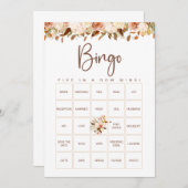 Boho Blume Fall Brautparty Bingo Game Card Einladung (Vorne/Hinten)