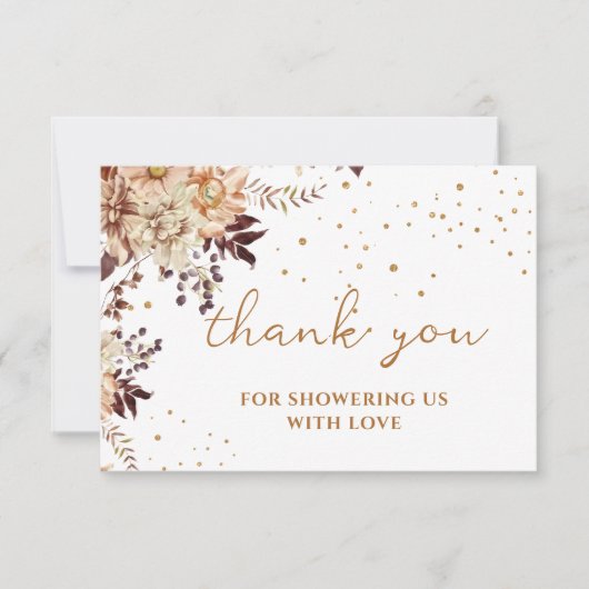 Boho Blume fallen Brautparty Dank Karte (Vorderseite)