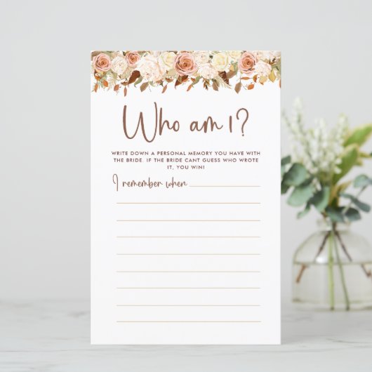 Boho Blume fallen | Wer bin ich Game Card? (Stehend Vorderseite)