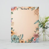 Boho Blume Feathers and Dreamcatcher Briefbogen (Stehend Vorderseite)