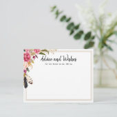 Boho Blume & Feathers Brautparty Advice Card Postkarte (Stehend Vorderseite)