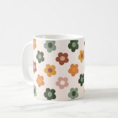Boho Blume Floral Retro Formen Nahtloses Muster Kaffeetasse (Vorderseite Links)