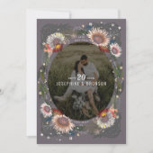 Boho Blume Foto Save the Date Karte (Vorderseite)
