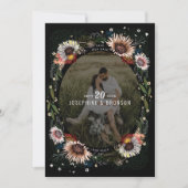 Boho Blume Foto Save the Date Karte (Vorderseite)
