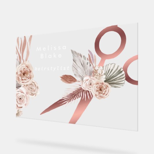 boho-Blume-Friseurin Acrylschild (Winkel)