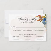 Boho-Blume für Navy & Rust RSVP Karte (Vorderseite)