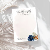 Boho-Blume für Navy & Rust-Wasserfarben RSVP Karte