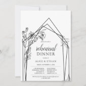 Boho Blume Geometric Rehearsal Diner Einladung (Vorderseite)