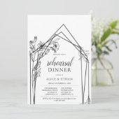 Boho Blume Geometric Rehearsal Diner Einladung (Stehend Vorderseite)