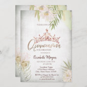 Boho Blume Glitzer Crown Quinceañera Einladung (Vorne/Hinten)