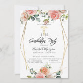 Boho Blume Gold Frame RN Kuriergruppe Einladung (Vorderseite)