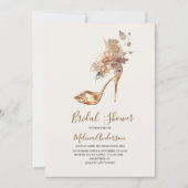 Boho Blume Golden Heel Aquarell Brautparty Einladung (Vorderseite)
