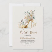 Boho Blume Golden Heel Aquarell Brautparty I Einladung (Vorderseite)