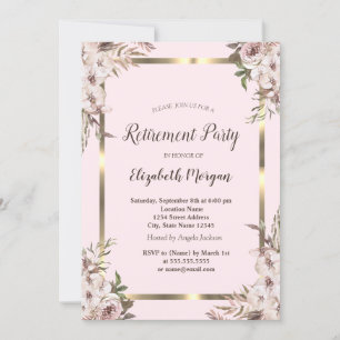 Boho Blume Goldrahmen Blush Pink Rente Einladung