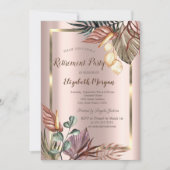 Boho Blume Goldrahmen, Rose Gold Rente Einladung (Vorderseite)