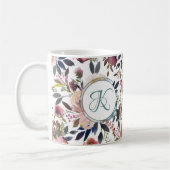 Boho Blume Green Pink Mit Monogramm Kaffeetasse (Links)