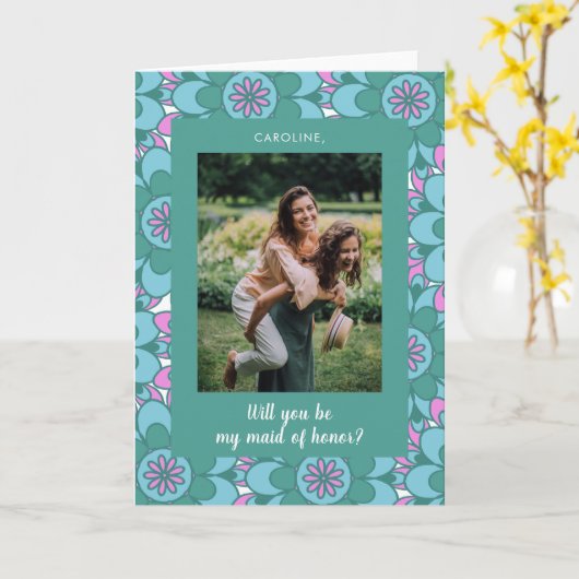 Boho Blume Groovy Foto Brautparty Vorschlag Karte (Gelbe Blume)