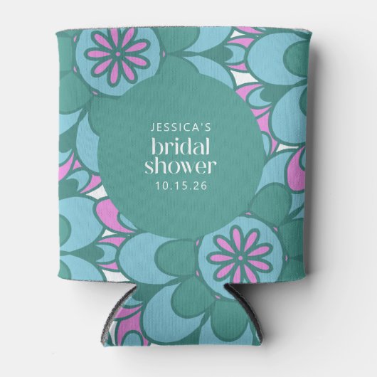 Boho Blume Groovy Green Brautparty Custom Dosenkühler (Vorderseite)