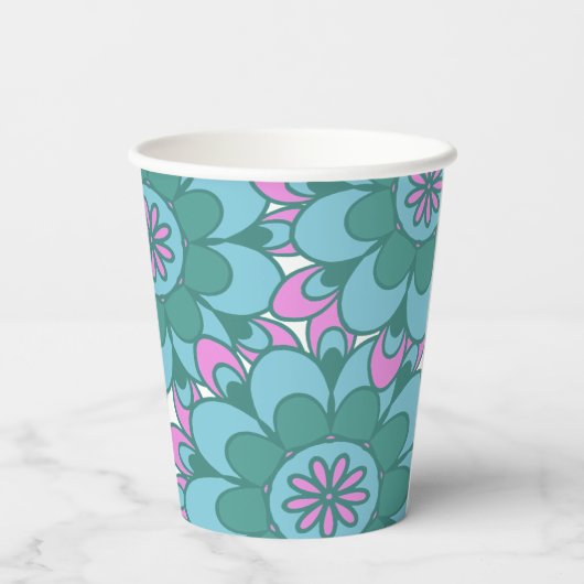 Boho Blume Groovy Green Brautparty Custom Pappbecher (Rückseite)