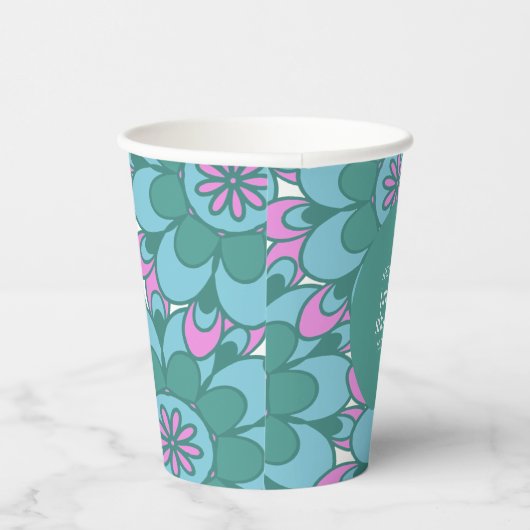 Boho Blume Groovy Green Brautparty Custom Pappbecher (Rechts)