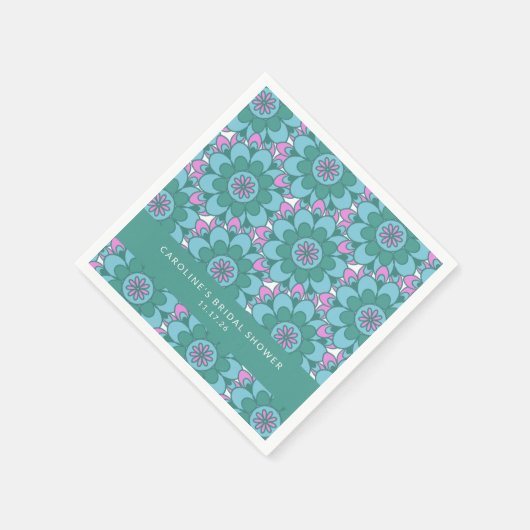 Boho Blume Groovy Green Brautparty Custom Serviette (Ecke)