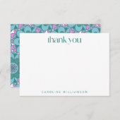 Boho Blume Groovy Green Personalisiert Name Dankeskarte (Vorne/Hinten)