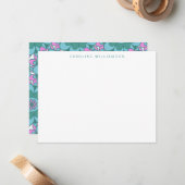 Boho Blume Groovy Green Personalisiert Stationery Mitteilungskarte (Vorderseite/Rückseite Beispiel)