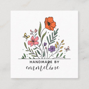 Boho Blume handgefertigt von Handwerkern Quadratische Visitenkarte